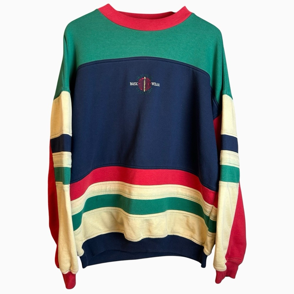 Vintage Original Standards Color Block Pullover Crewneck Sweatshirt Large Baggy